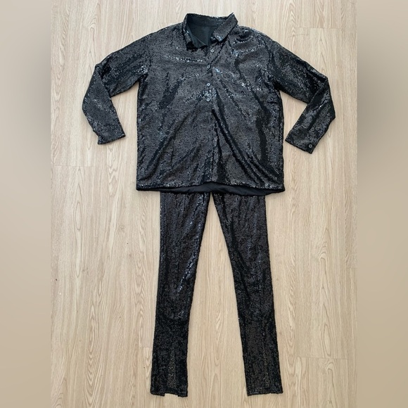 Sequin button up shirt matching sequin pants nwot - Picture 3 of 5